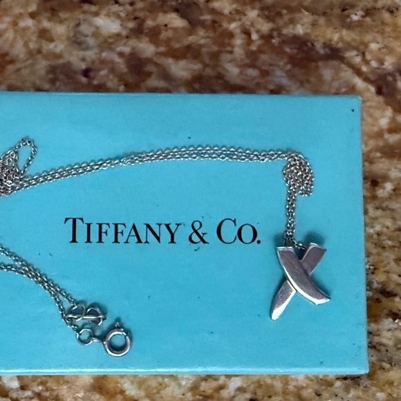 Authentic Tiffany & Co. Silver X Pendant Necklace - Picture 1 of 3